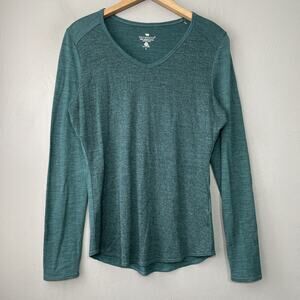 Segments Base Layer Shirt Womens Size Small Teal 100% Pure Merino Wool Gorpcore